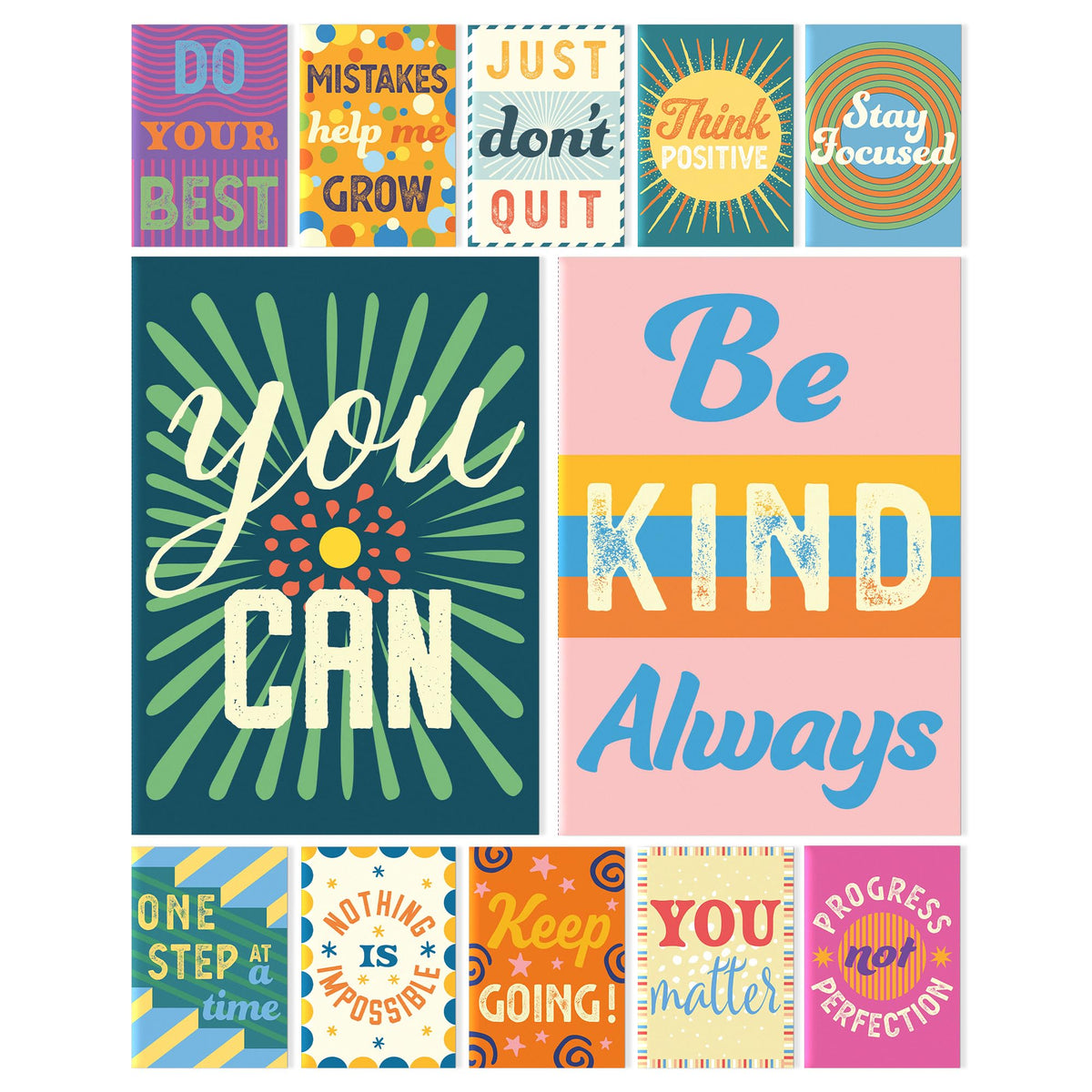S&O Motivational Mini Notebooks Bulk Set w/12 Unique Messages, Inspirational Notebooks for Kids