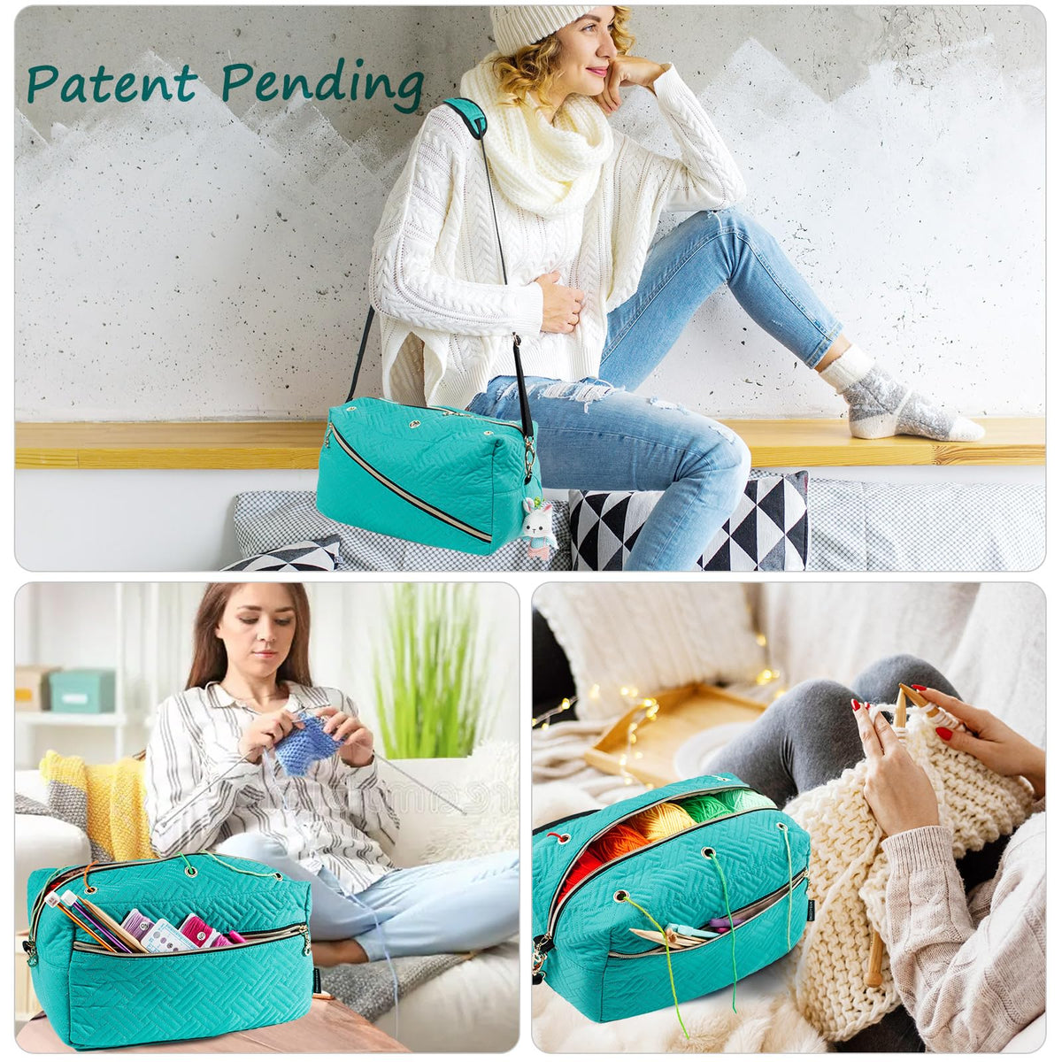 MYBAGZING Crochet Bag Yarn Storage Organizer for Knitting &Crochet Projects