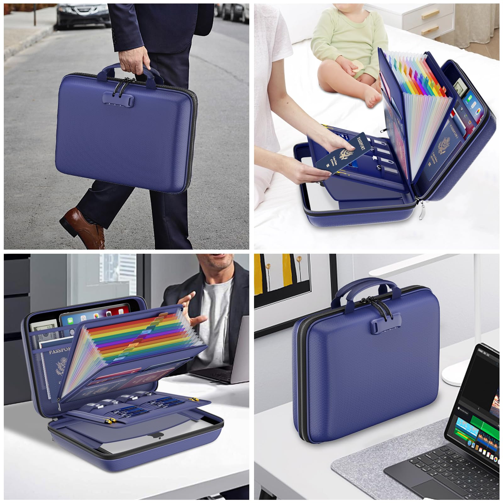 DocSafe Fireproof File Organizer with Lock, Hard-Shell Case Fireproof Document Box with 13 Pocket