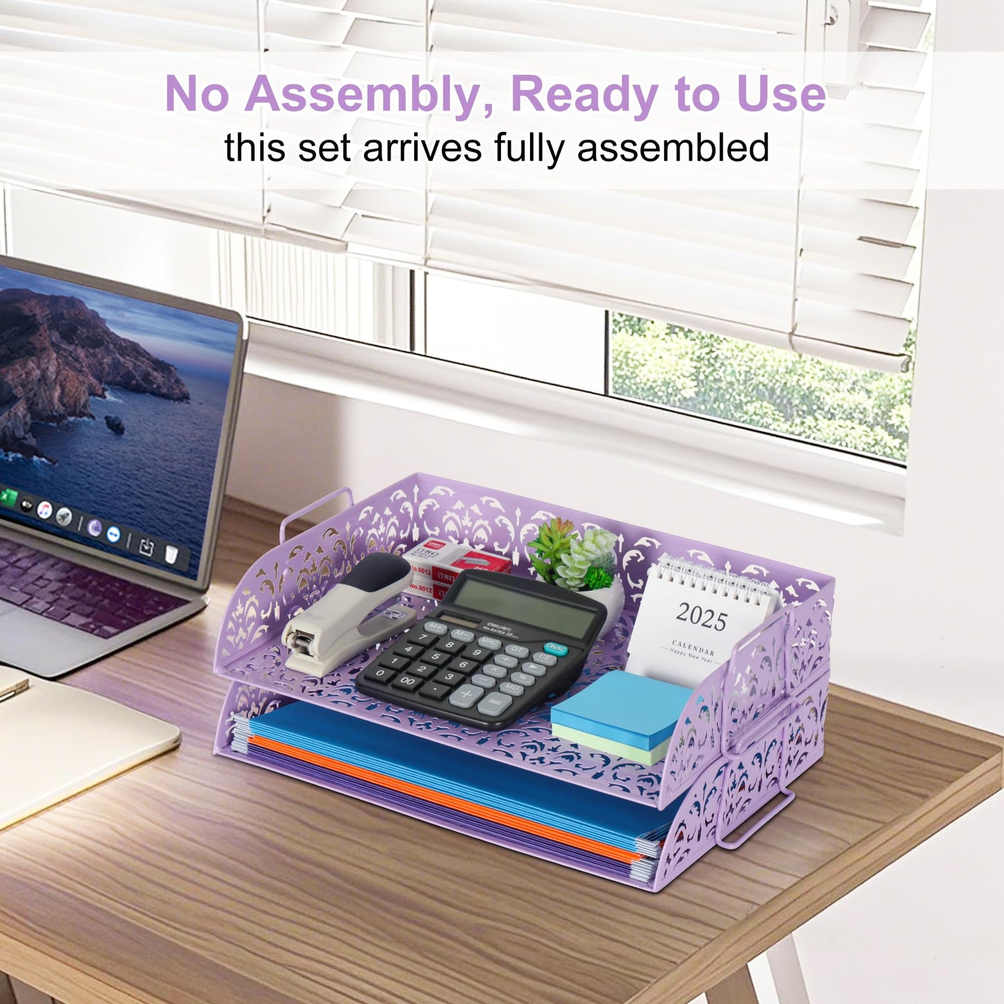 EasyPAG Paper Organizer for Desk 2 Tier Stackable Paper Tray for A4 Legal Size Folders Metal File