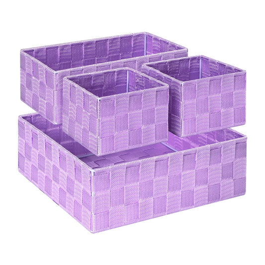 Posprica Woven Storage Baskets for Organizing, Small Black Baskets Cube Bin Container Tote