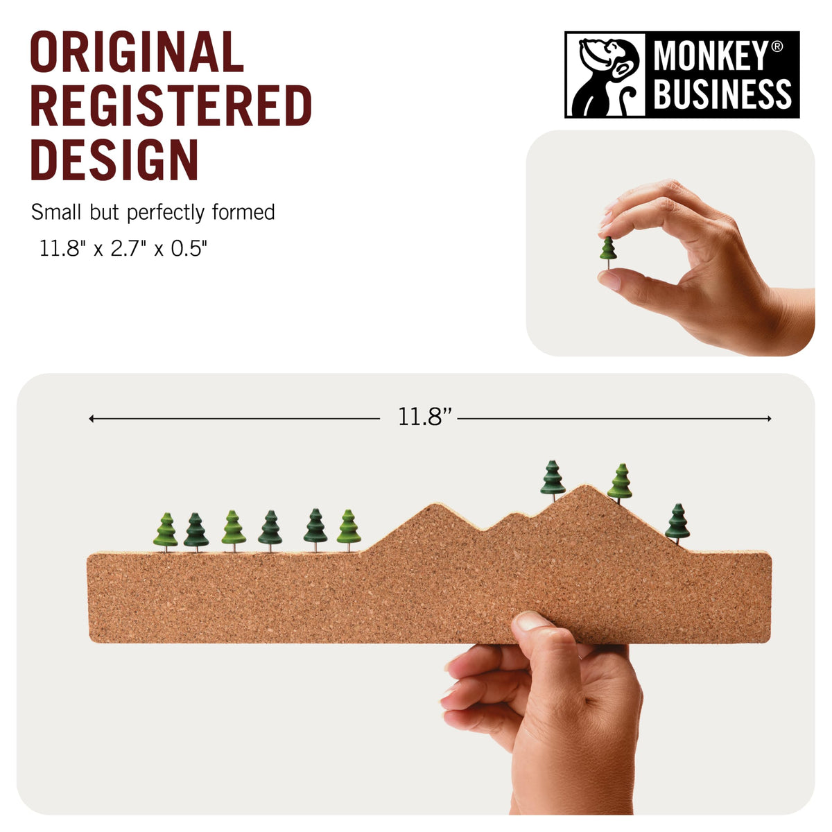 Monkey Business Memo Mountain 3 Cork Board Strips - Corkboard Pin Boards with Mountain Scene