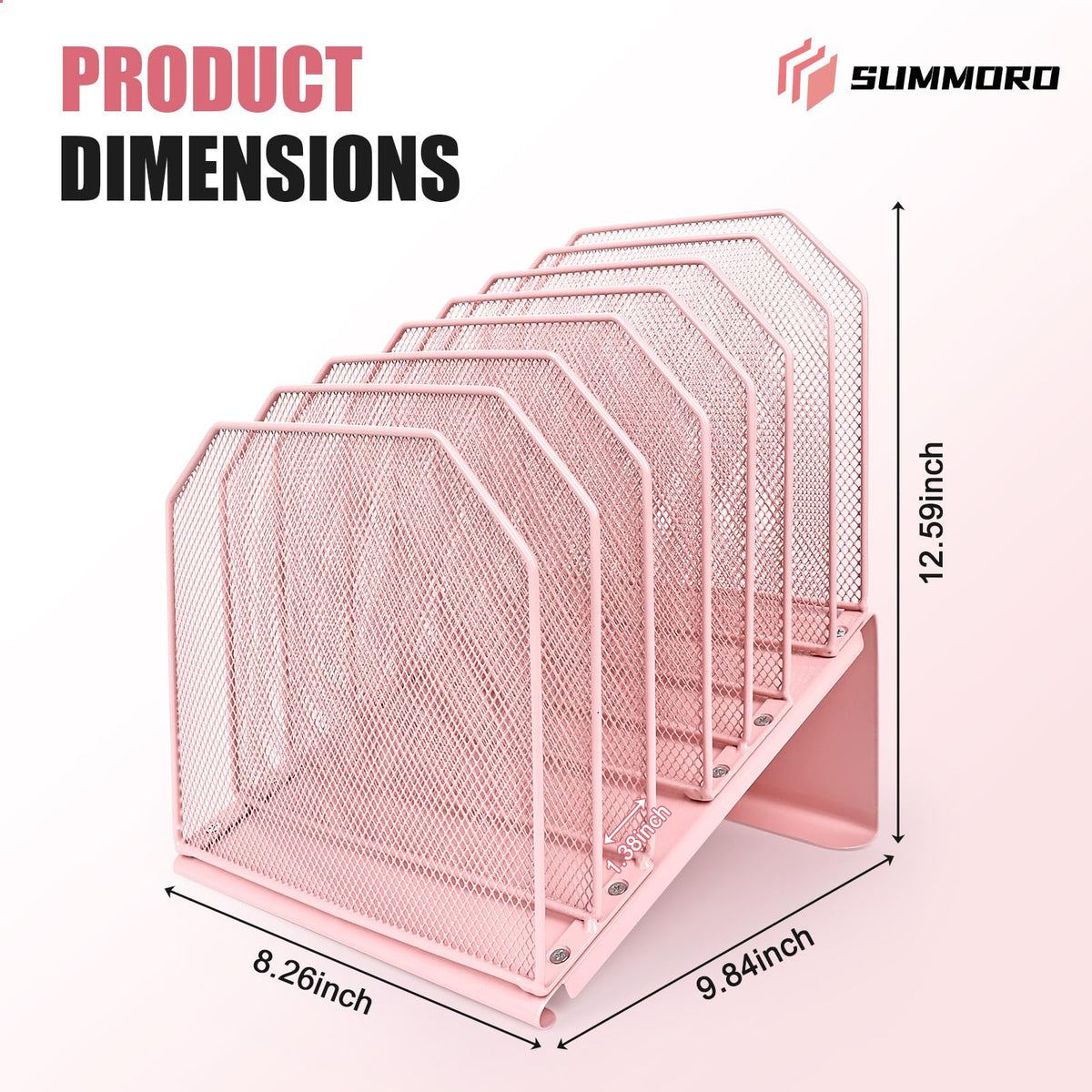 SUMMORO Inclined File Organizer for Desk, 7-Section Vertical File Holder