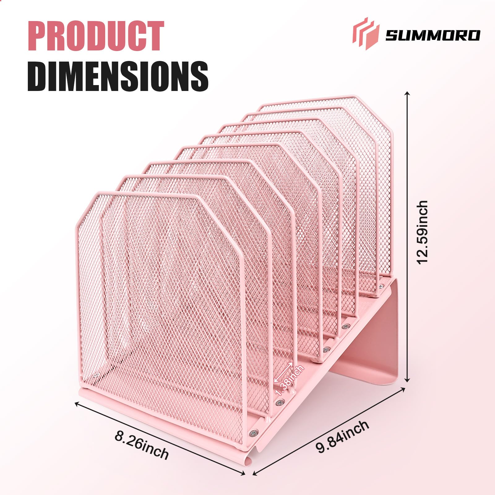SUMMORO Inclined File Organizer for Desk, 7-Section Vertical File Holder