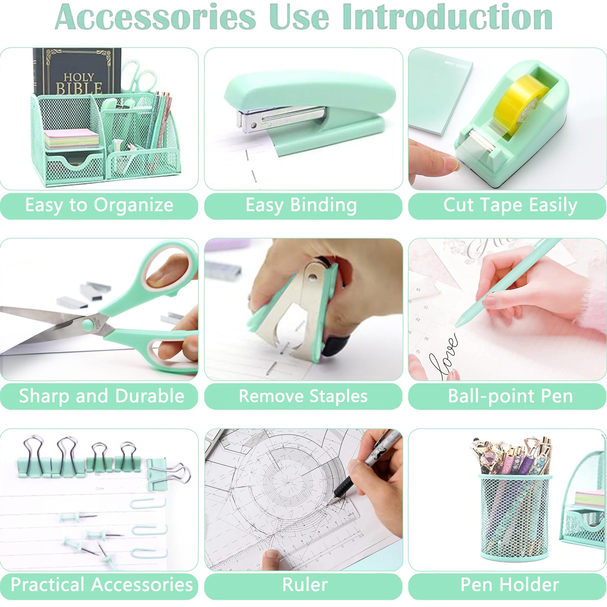 Scindaly Office Desk Accessories 12-Piece & Desk Organizers and Accessories