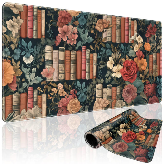 Mcapirivo Vintage Library Floral Gaming Mouse Pad Desk Mat 31.5"x15.7"