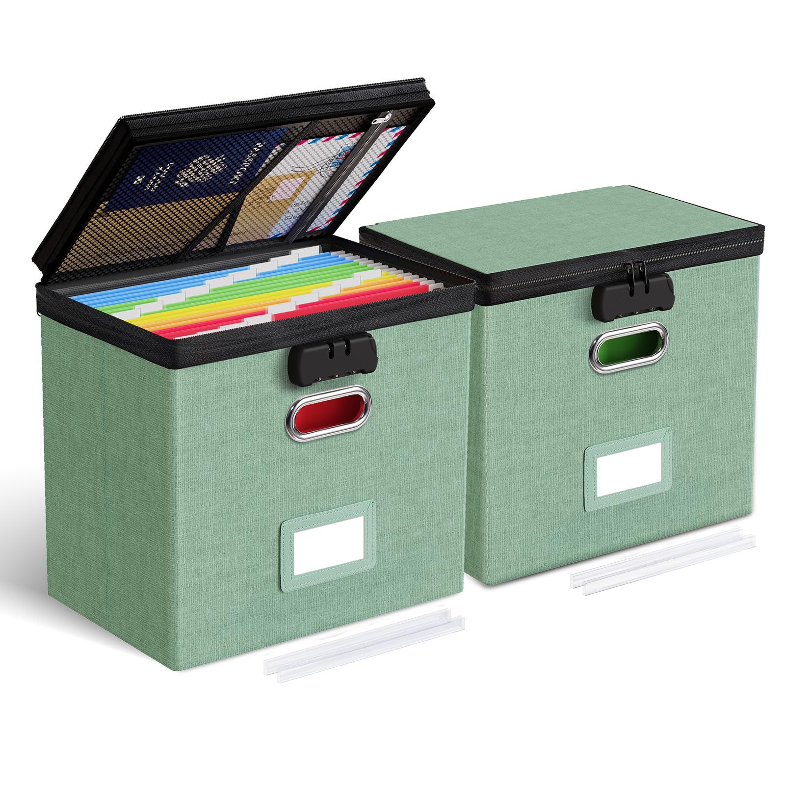 Oterri Lockable File Box Small 2-Pack Hanging Organizer for Letter-Size