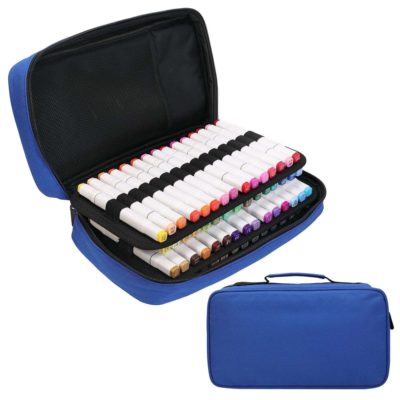 BOMKEE 60 Slots Marker Organizer Case, Large Pencil Pouch for 60 Markers Big Capacity Pen Holder