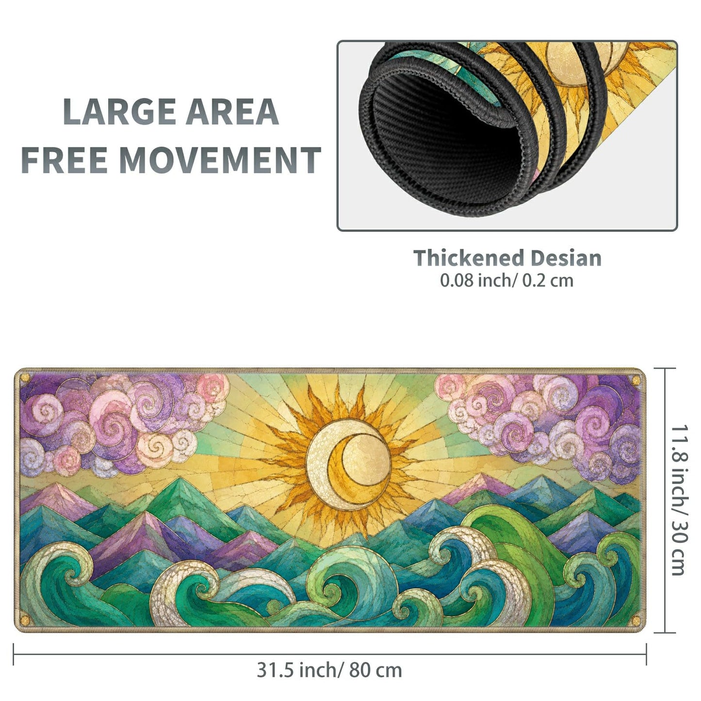 Celestial Ocean Mosaic Large Mouse Pad, 31.5 x 11.8 in Extended Desk Mat