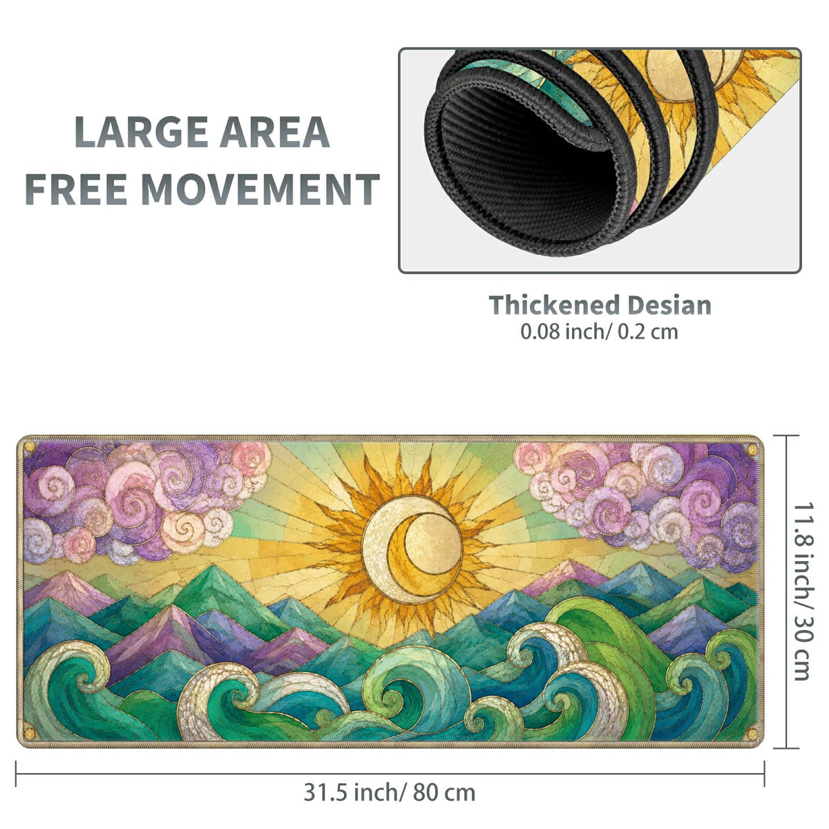 Celestial Ocean Mosaic Large Mouse Pad, 31.5 x 11.8 in Extended Desk Mat