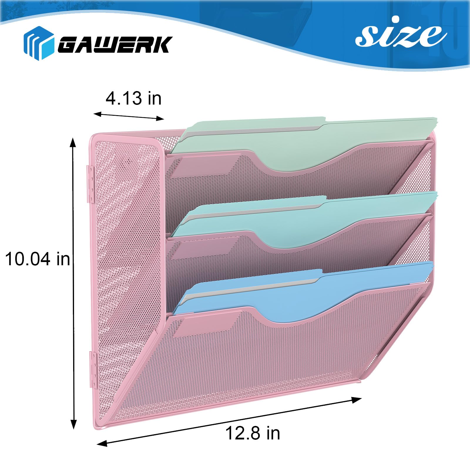 Gawerk 3 Tier Hanging Wall File Organizer, Mesh Mail Paper Orgnization Hanging File Folder Holder