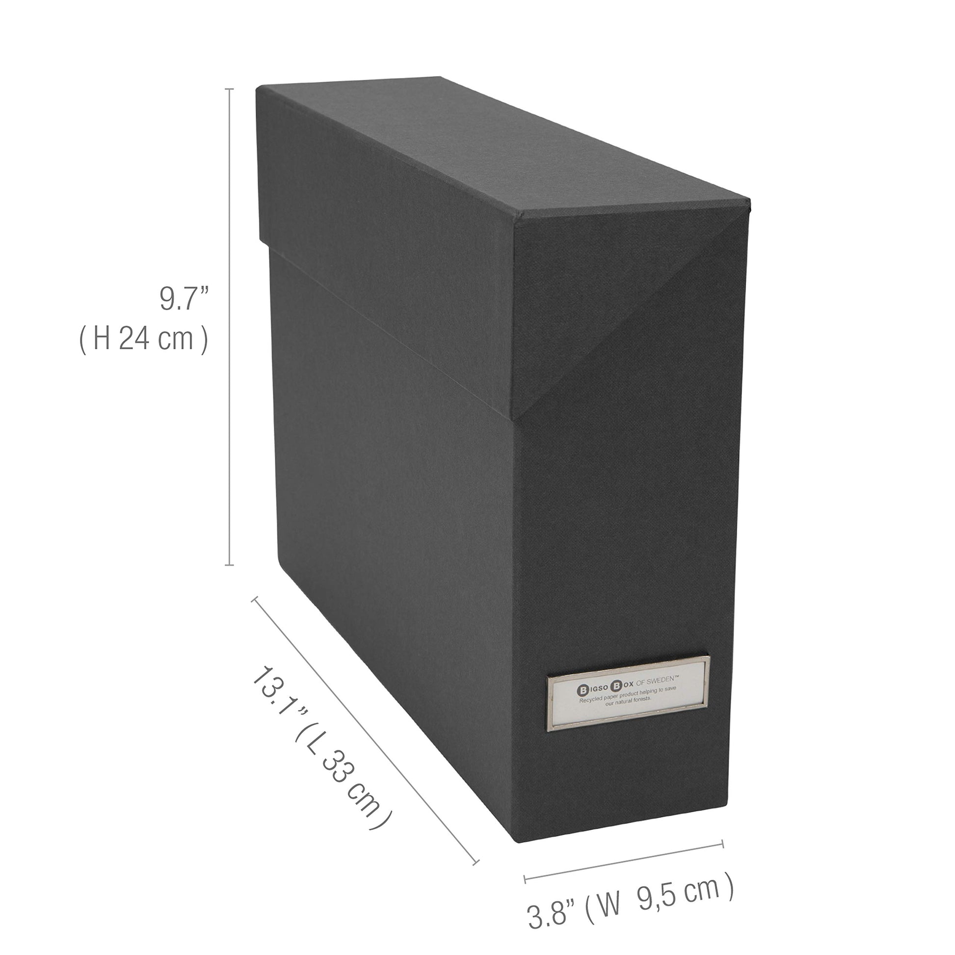 Bigso Lovisa Fiberboard Label Frame 12 File Storage Box - Document Organizer for Important