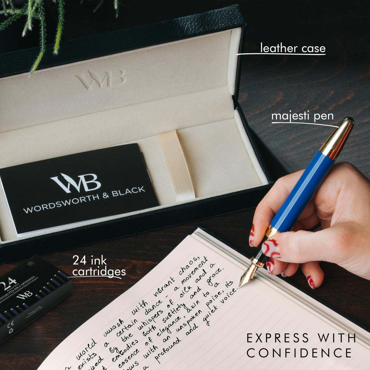 Wordsworth & Black Majesti Luxury Fountain Pen Set for Writing, Medium Nib