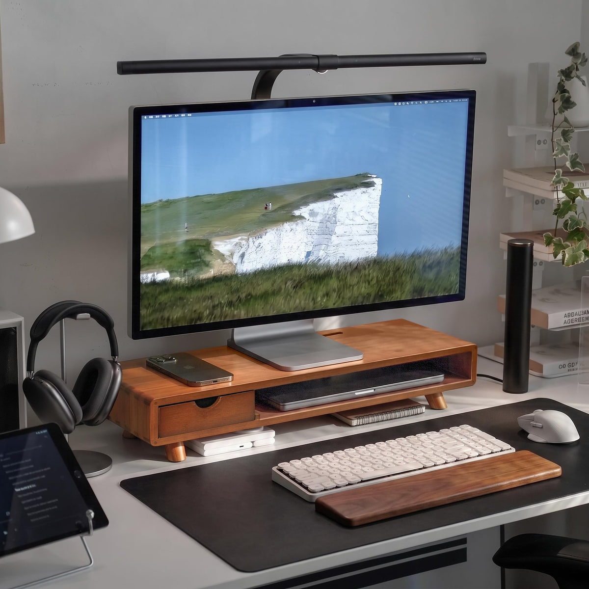 ROCDEER Bamboo Monitor Stand Riser with Drawer