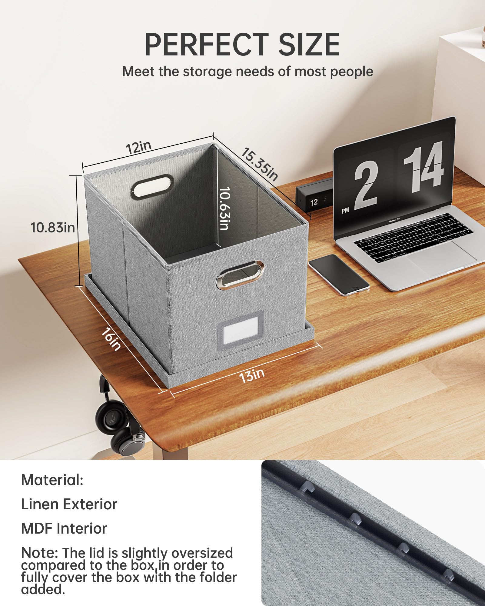 Oterri File Organizer, File Box, File Cabinet for Letter File Folder Storage, Hanging File