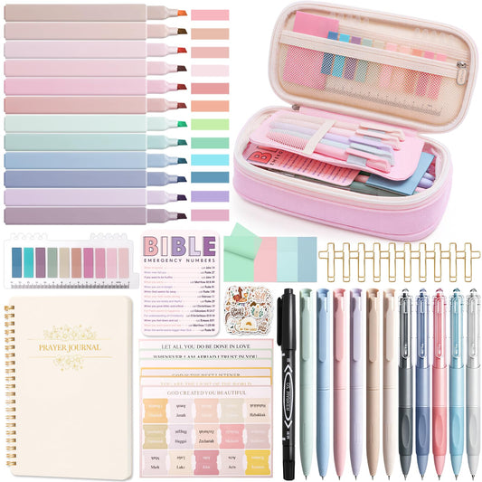 XKDOUS 40 Bible Study Kit, Journaling Supplies for Women with Case, Pink
