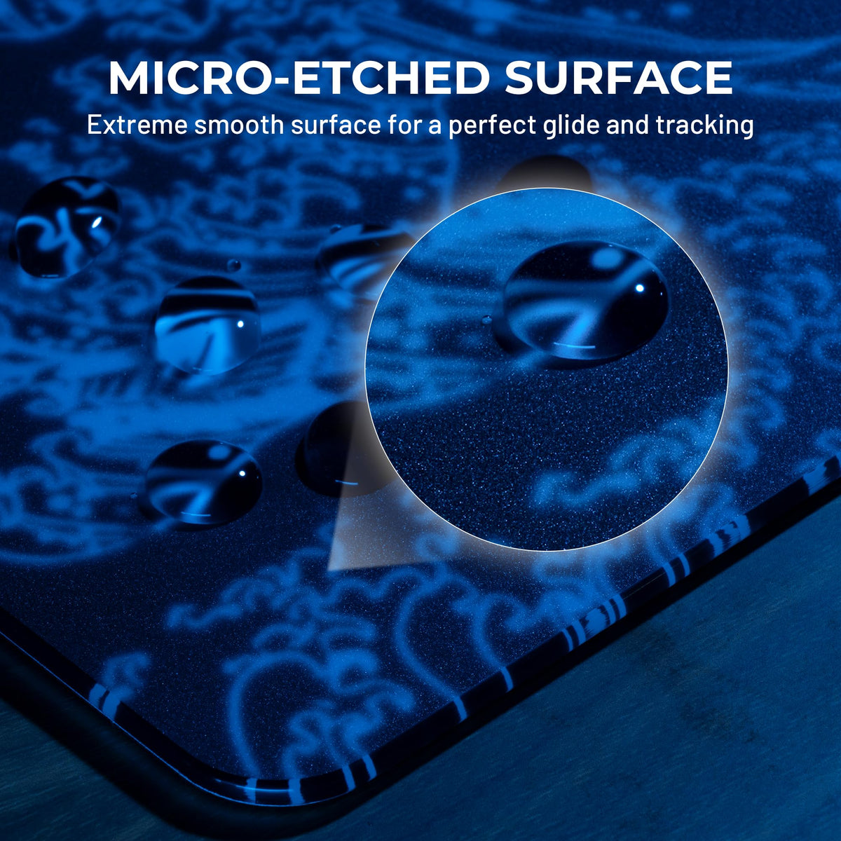 XVX Black Kanagawa Glass Mousepad 4.0, Hard Mouse Pad for Gaming, Ultra-Smooth Micro-Etched Surface