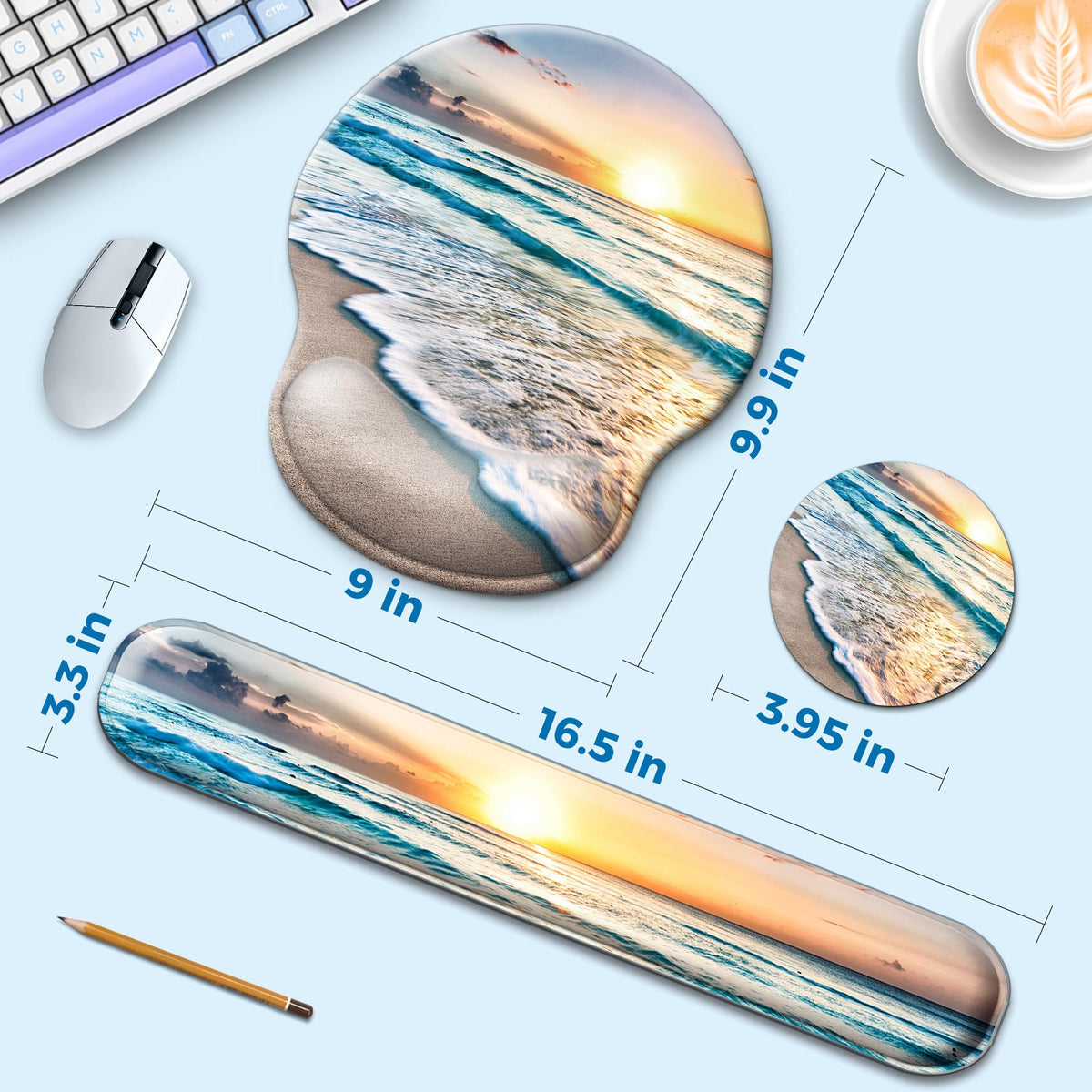 Wiabsi Mouse Pad and Keyboard Wrist Rest Support,Ergonomic Mouse Pad Set