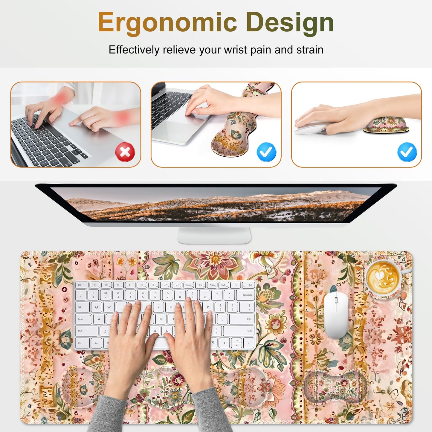NXZGO Desk Mat Gaming Mouse Pad, Cute Desk Matt Keyboard Wrist Rest for Desktop, Anti-Slip Mousepad