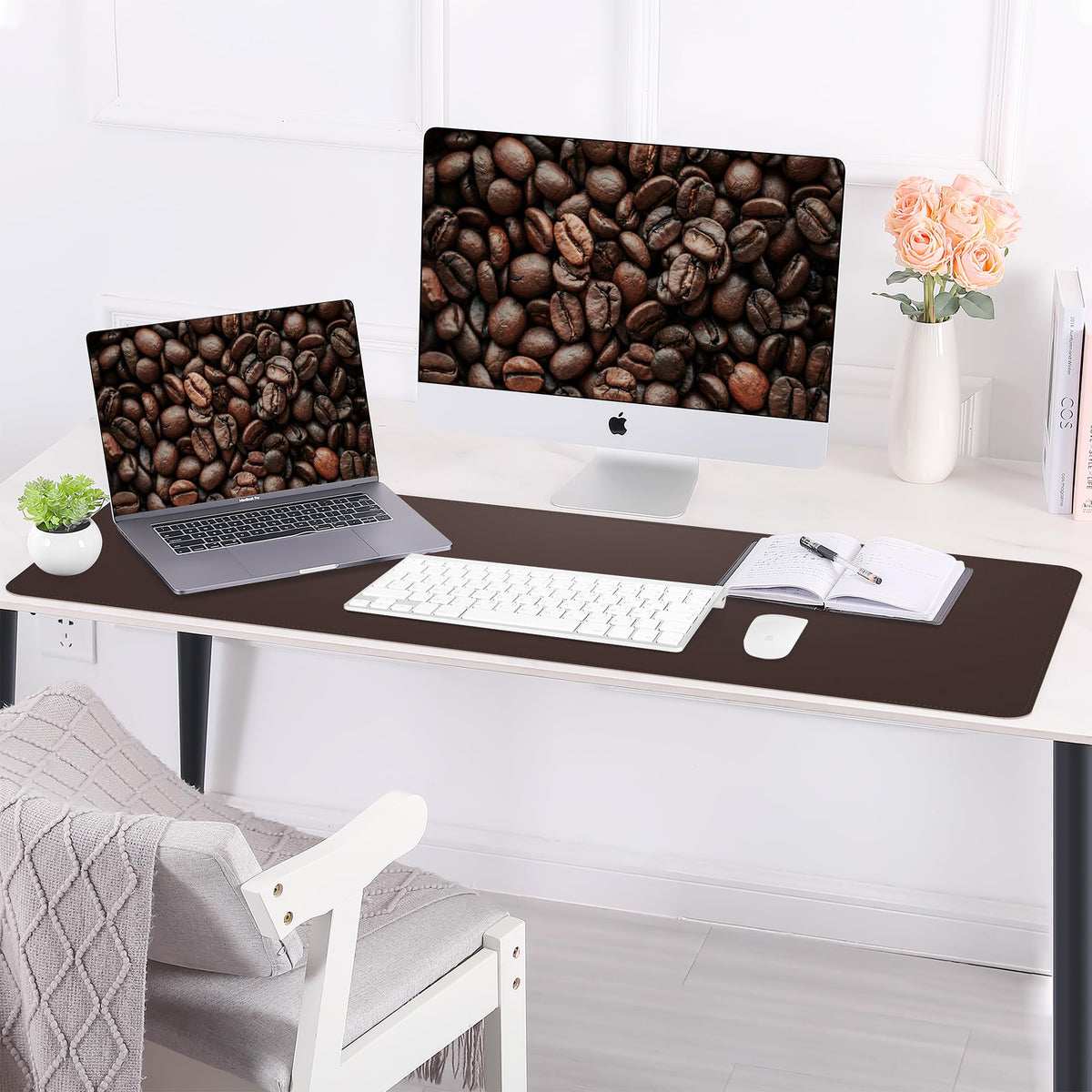 AFIING Cork Desk Mat 31.5" x 17", Coffee,Desk pad Protector