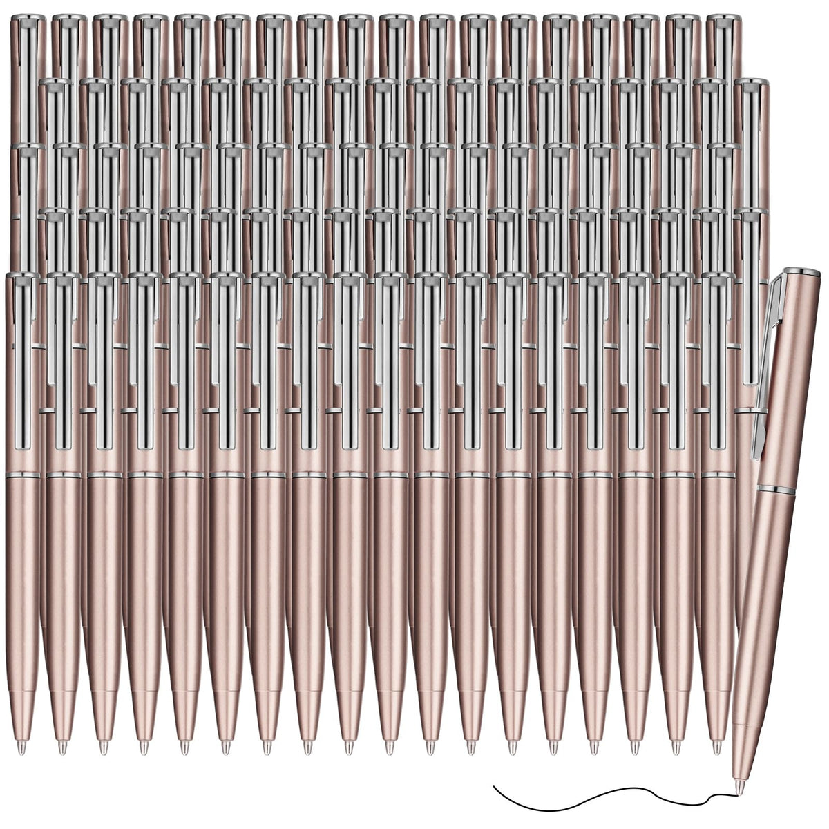Teling 72 Pcs Small Ballpoint Pen Mini Pens Bulk 4 Inch,Rose Gold, Silver