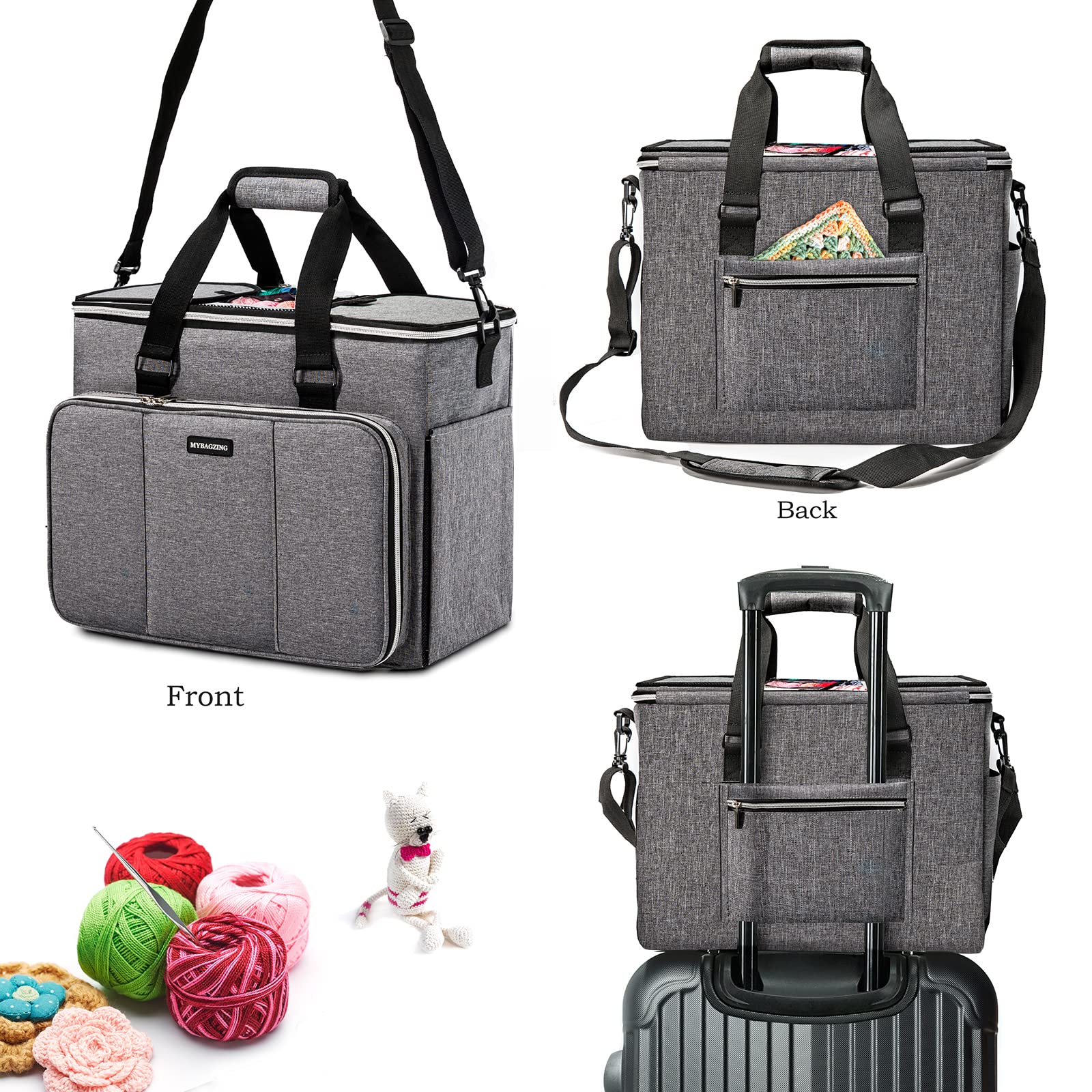 Knitting Bag, Large Yarn Storage Organizer, Crochet Bags and Totes, Yarn Bags for Crocheting, Yarn
