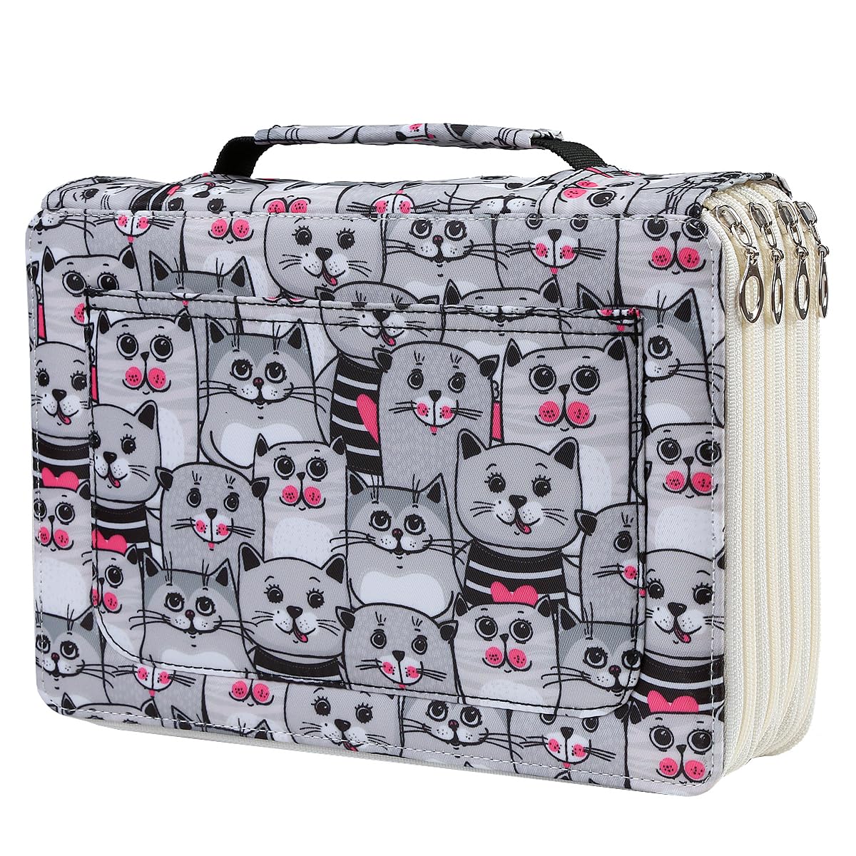 Lbxgap 200 Individual-Slots Pencil Case 4-Layer Zipped Holder w/Handle