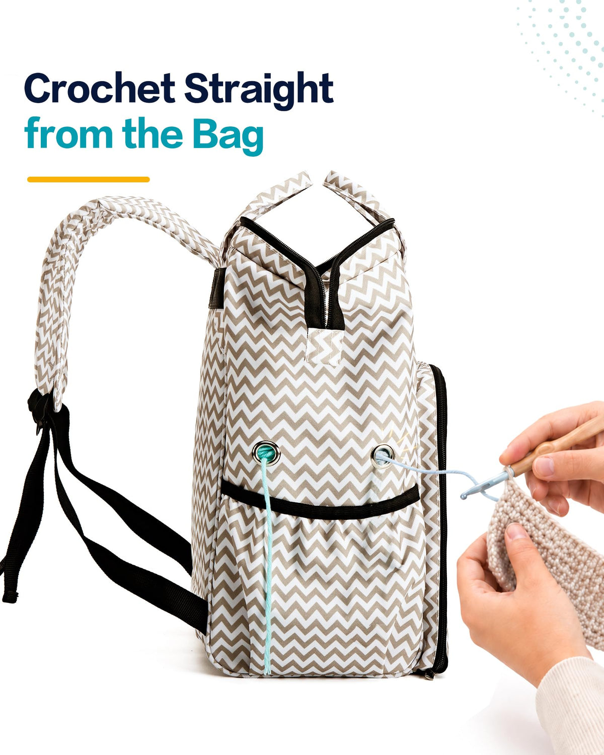HOMEST Crochet Bag Organizer for Yarn Storage, Knitting Bag and Accessories
