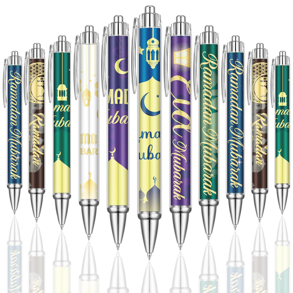 Weekgrat 48 Pcs Eid Mubarak Ballpoint Pens Ramadan Mubarak Party Favor Gifts Black Ink Retractable