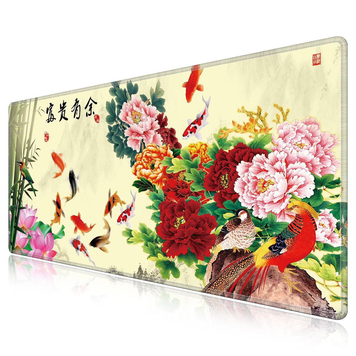 LL-COEUR XXL Landscape Gaming Mouse Pad Computer Keyboard Mat Office Desk Pad (Fish, 47.2" x 23.6"