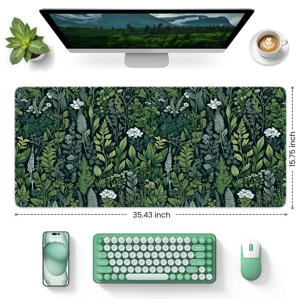 iCasso Desk Mat, Big Desk Pad,XXL Gaming Mouse Pad, Dark Green