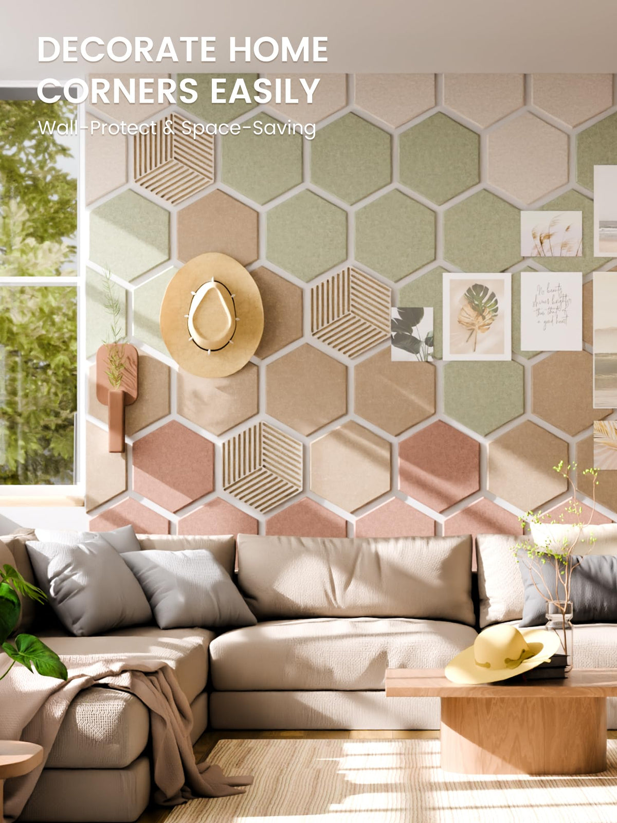 Fluxynara 10-Pack Hexagon Cork Board Alternative, Boho