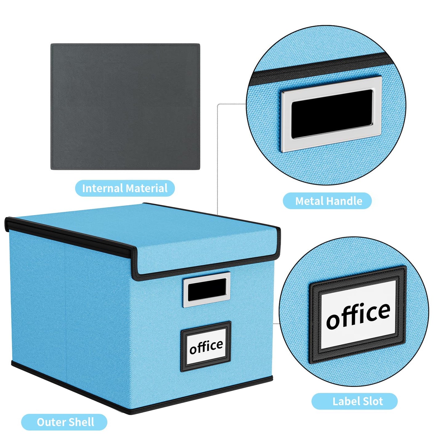 Huolewa File Organizer Box with Lids, Collapsible File Folder Organizer