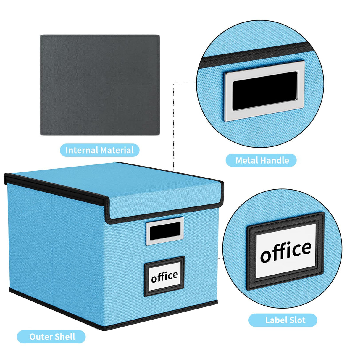 Huolewa File Organizer Box with Lids, Collapsible File Folder Organizer
