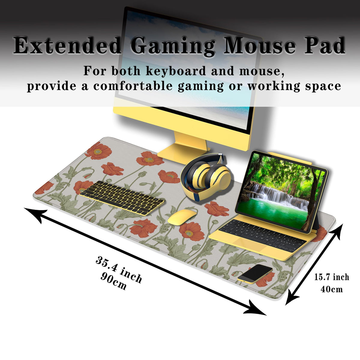 Samgula Gaming Mouse Pad Red Work Desk Mat, Large Mouse Pads Computer Deskmat, The Desk Mat