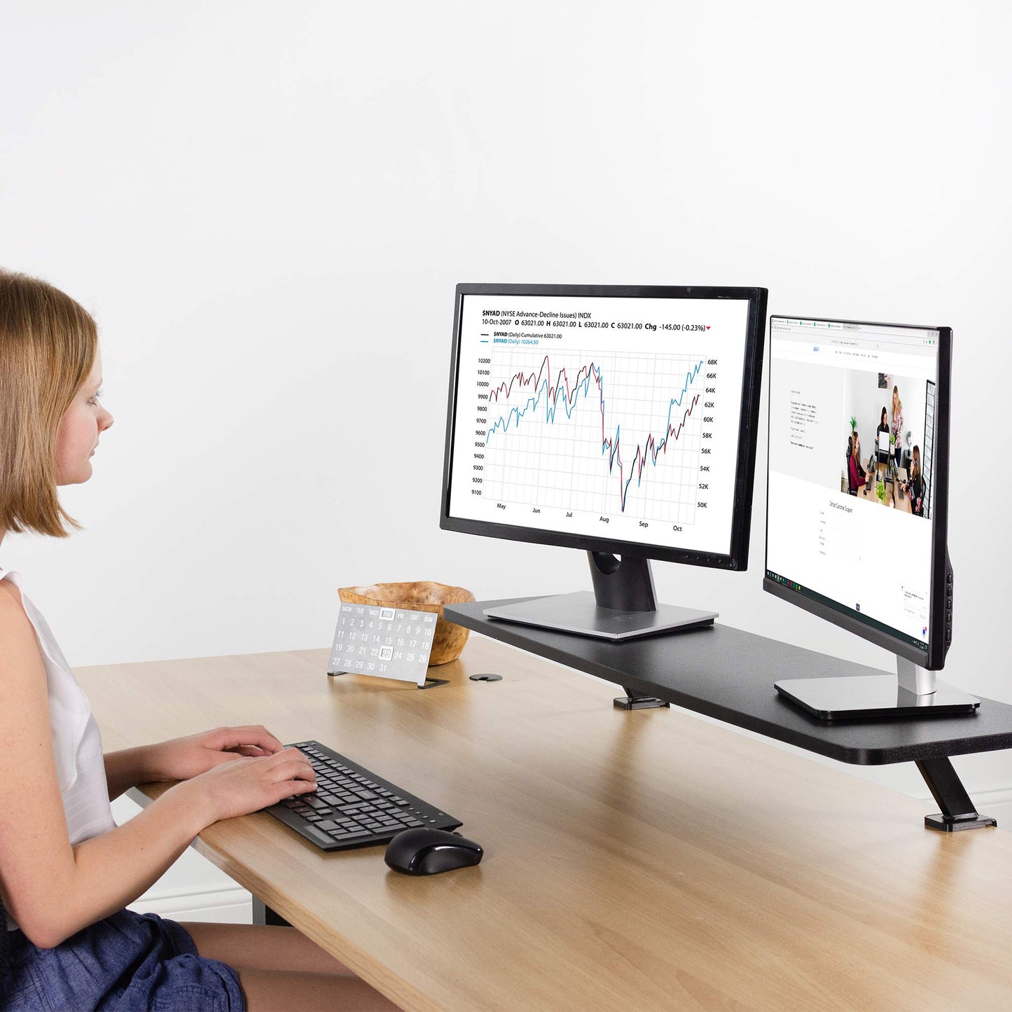 VIVO Black Clamp-on Large 40 inch Ergonomic Desk Shelf, Dual Computer Monitor and Laptop Riser