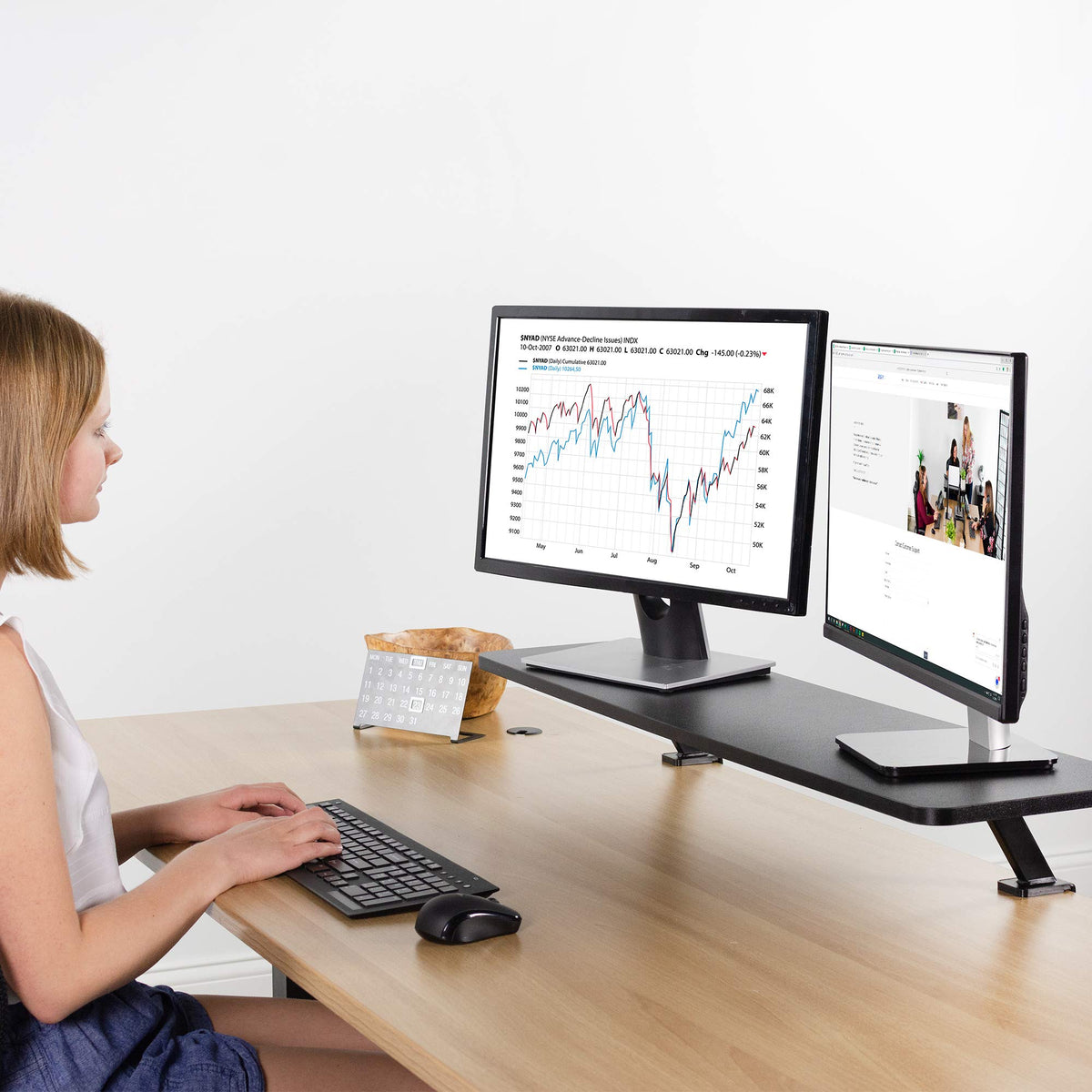 VIVO Black Clamp-on Large 40 inch Ergonomic Desk Shelf, Dual Computer Monitor and Laptop Riser