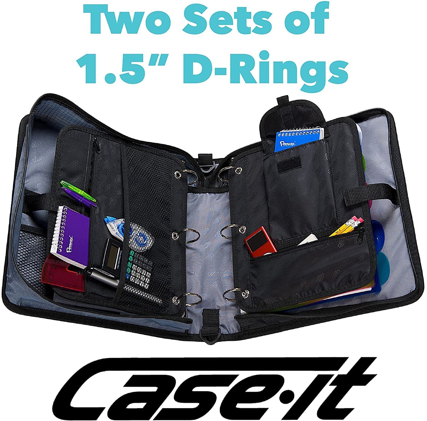 Case-it Dual Binder | Two 1.5" D-Rings | 600-Sheet | Dual-101 Mint Blue