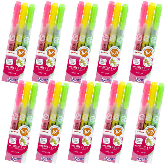 Zebra Optex 1 EZ 3 Color Highlighter, 10 Count B-WKS11-3C