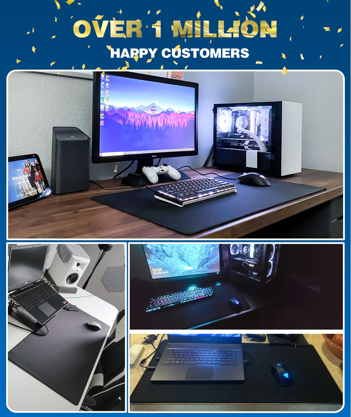 KTRIO Large Gaming Mouse Pad Desk Mat for Gamer, 31.5" x 15.7", Black, XXL