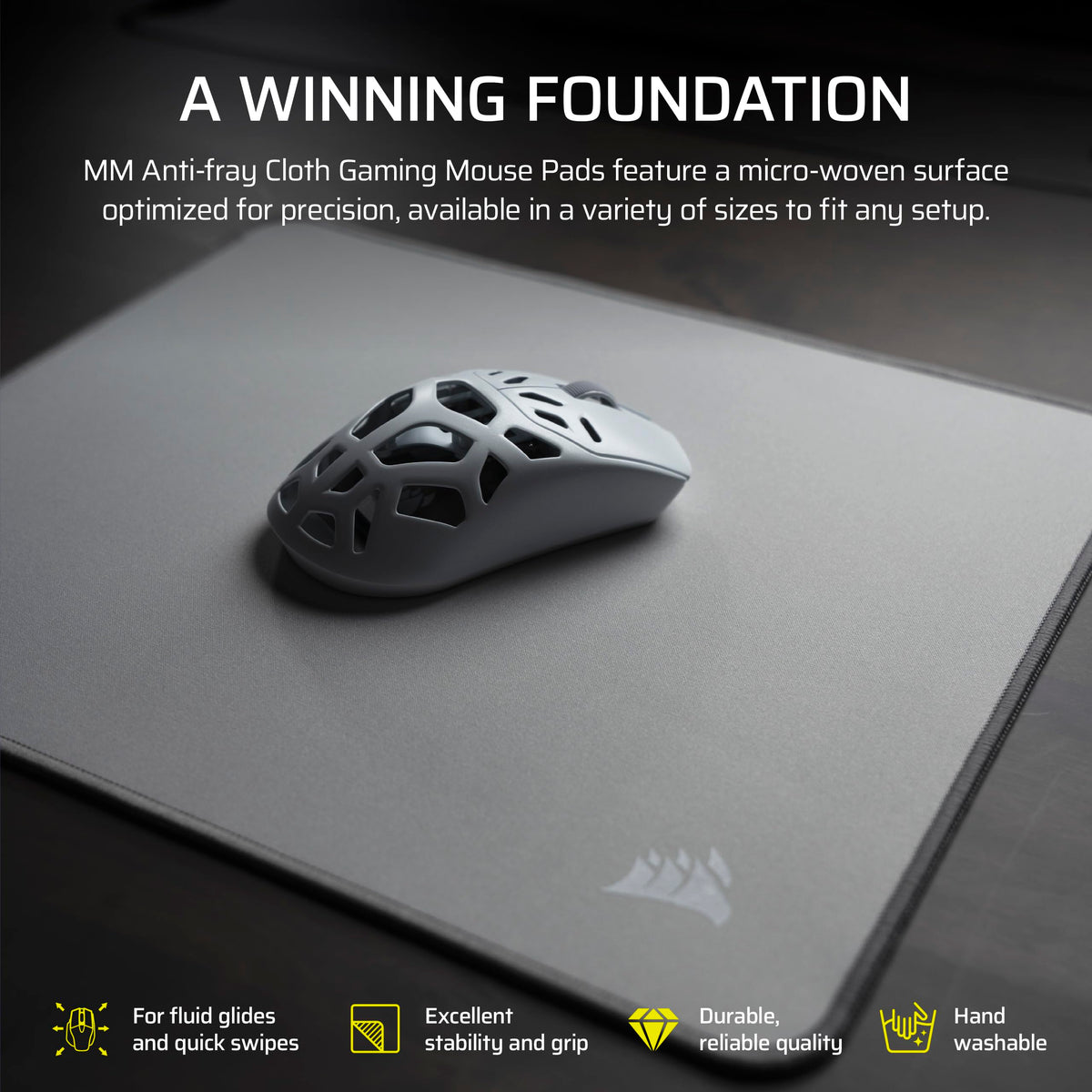Corsair MM Anti-Fray Cloth Gaming Mouse Pad – Gray