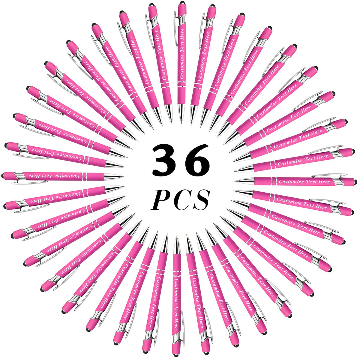 Personalized Pens Bulk with Stylus Tip 36 Pcs Custom Engraving Ballpoint Pens with Name Message