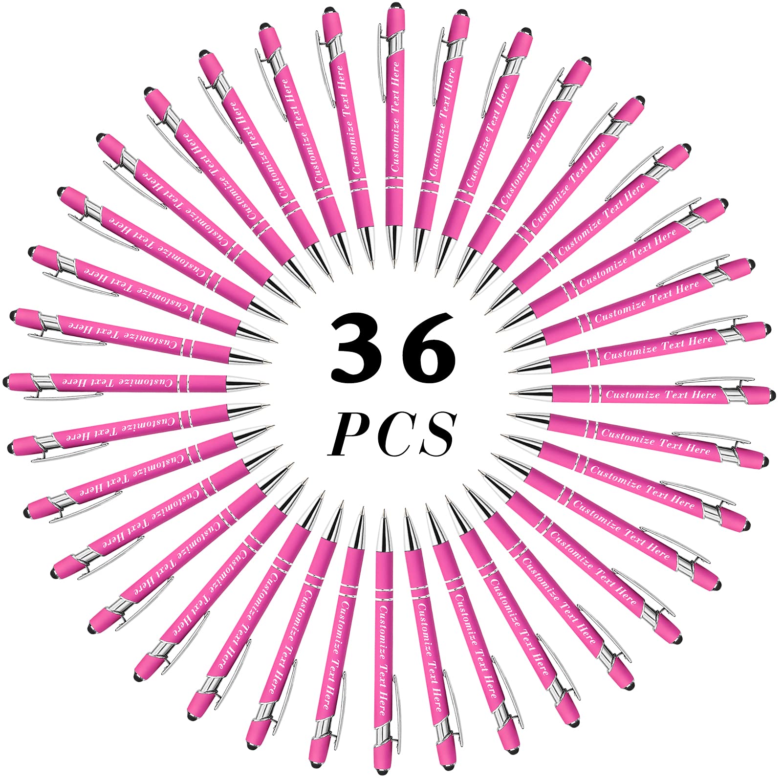 Personalized Pens Bulk with Stylus Tip 36 Pcs Custom Engraving Ballpoint Pens with Name Message