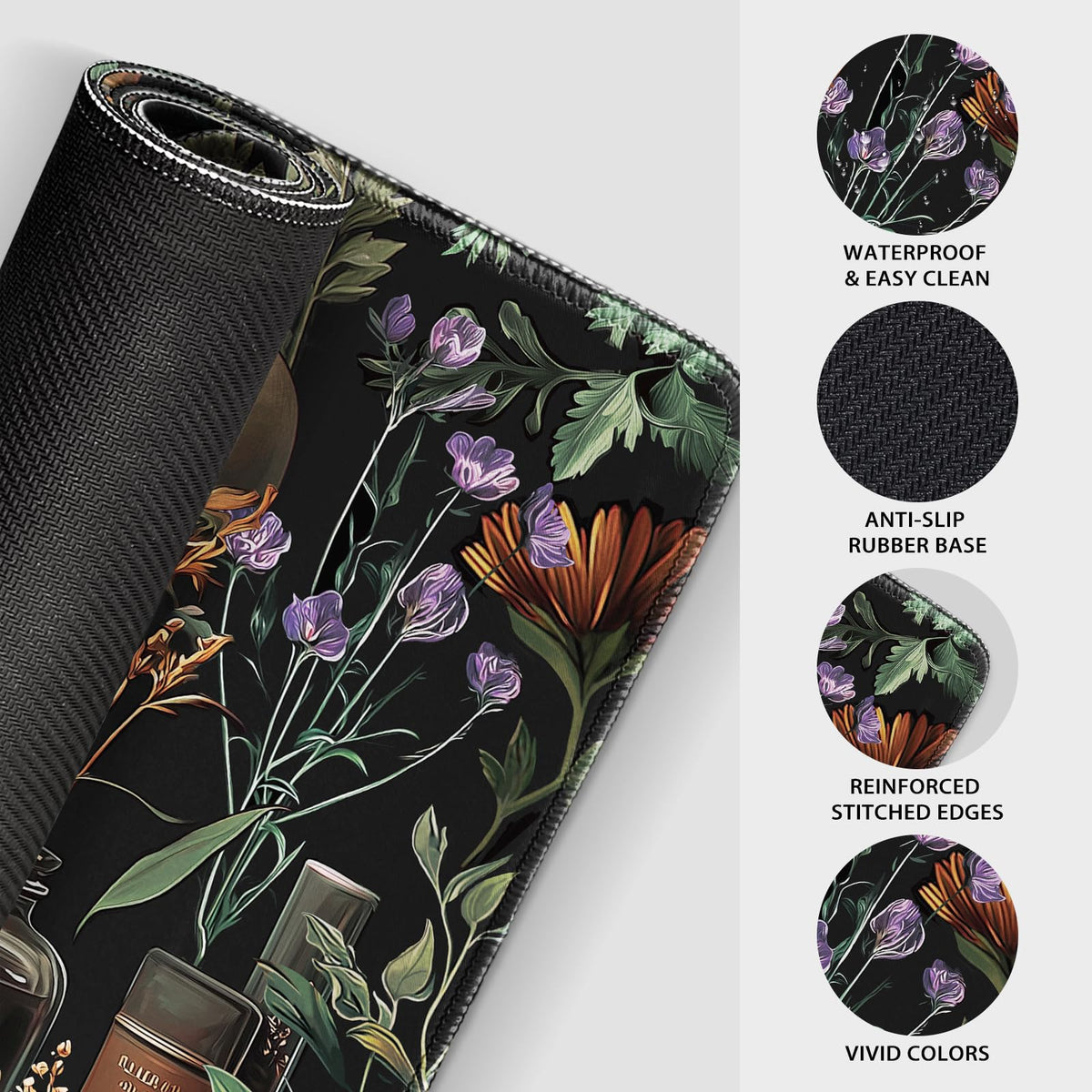 Mcapirivo Goth Floral Mystical Large Gaming Mouse Pad Desk Mat 31.5"x15.7"