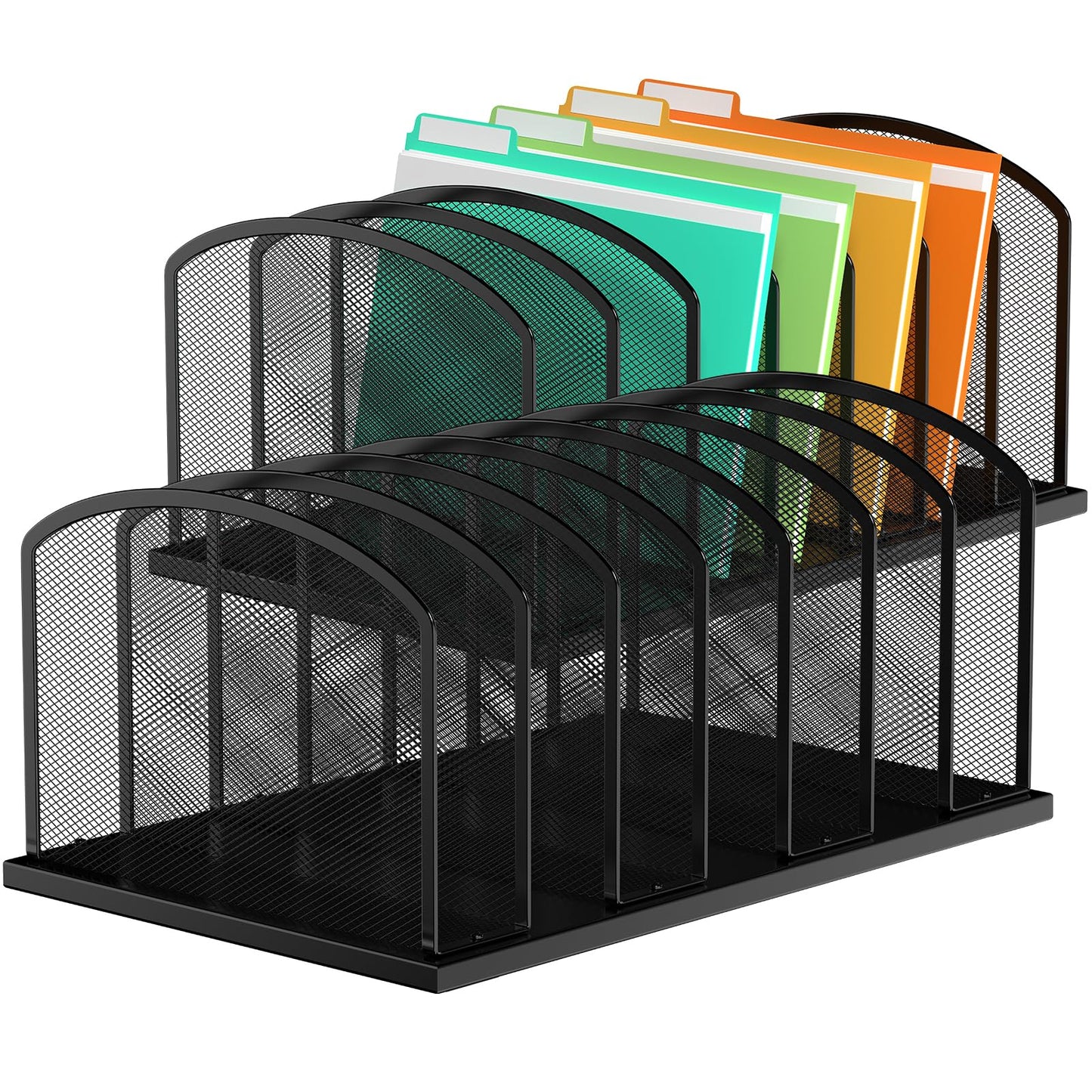 MINDEPOT Desk File Organizer 7 Sections Upright Mesh File Sorter Organizer for Desk, Office
