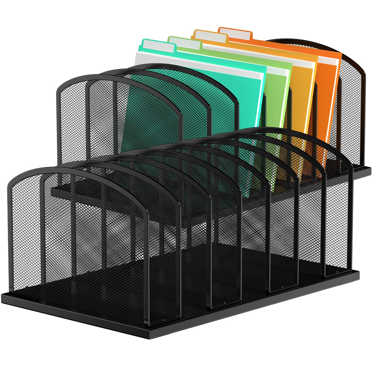 MINDEPOT Desk File Organizer 7 Sections Upright Mesh File Sorter Organizer for Desk, Office