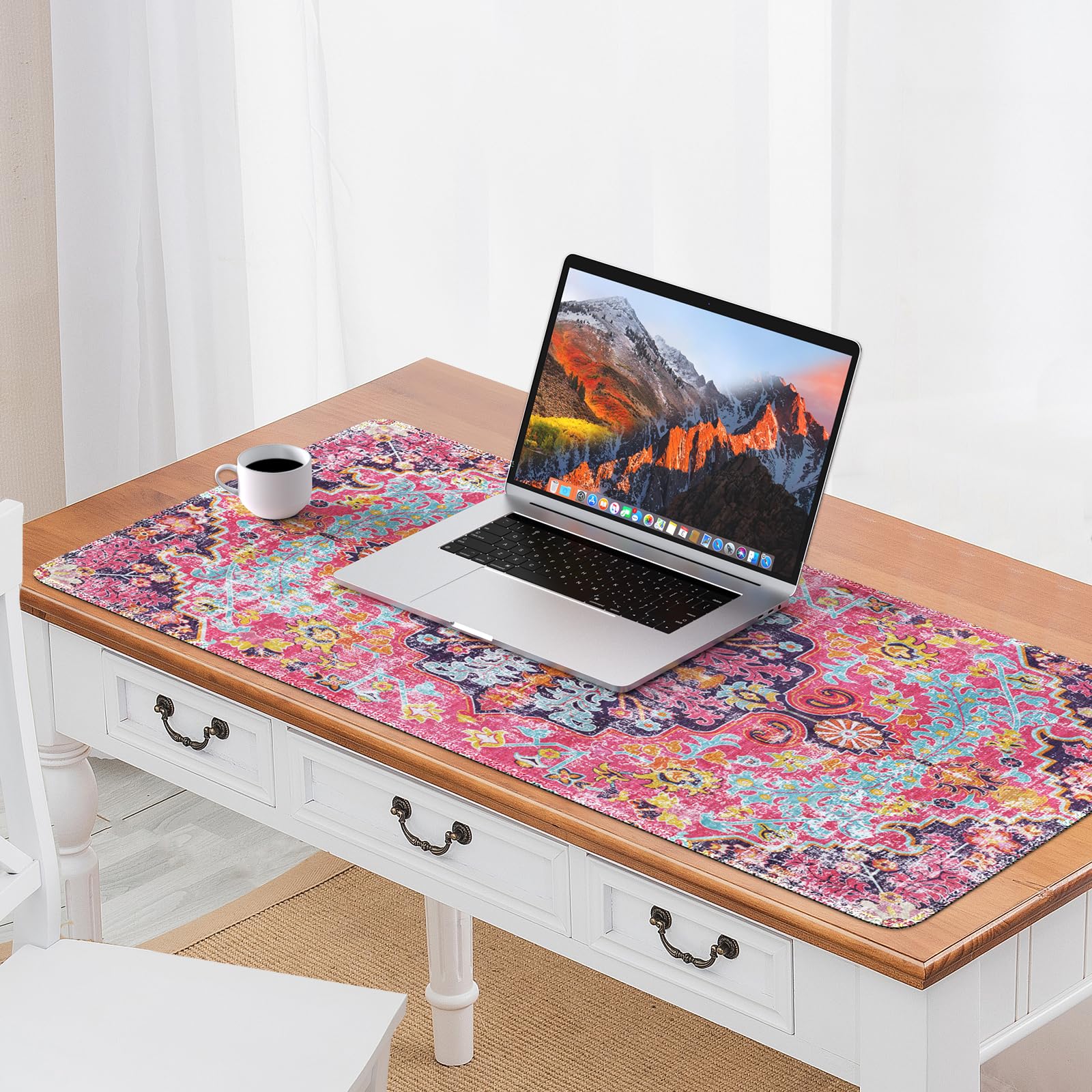 iLeadon Large Boho Desk Mouse Pad Mat Computer Desk Cover Keyboard Mat