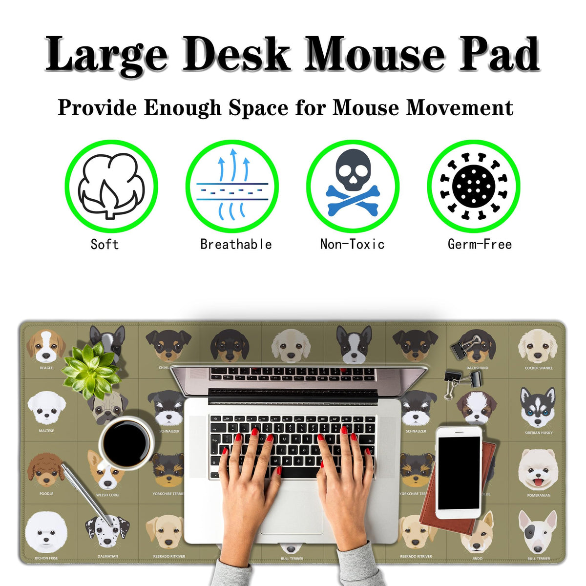 Samgula Gaming Mat Cartoon Puppy Dogs Cute Desk Mat, Large Desk Pads Keyboard Mouse Pad, Computer