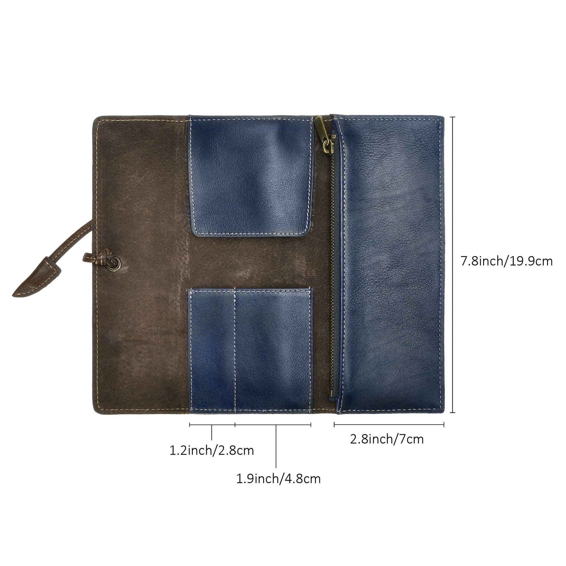 ZLYC Handmade Leather Pencil Case Soft Roll Bag Stationery Gift,Blue