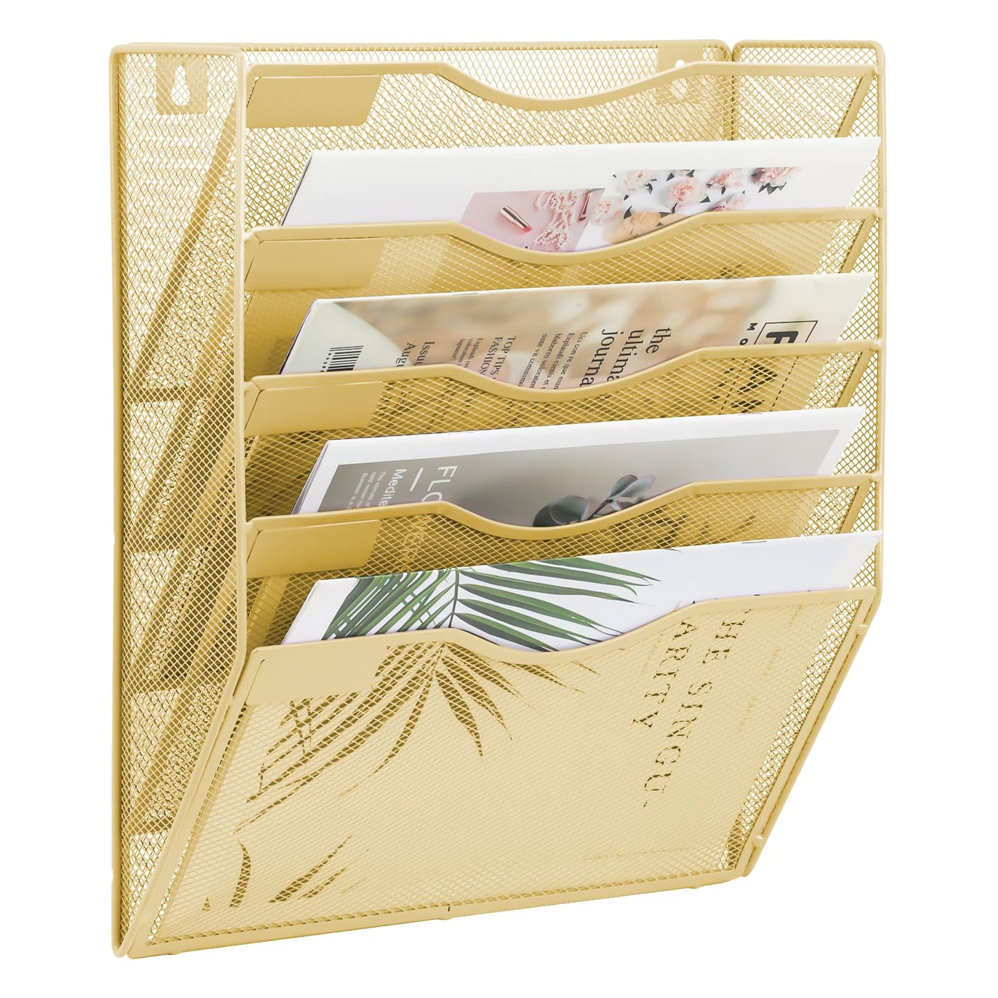 EASEPRES 5 Pocket Mesh Hanging Wall File Organizer, Wall Mounted Mail Paper Document Folder Holder